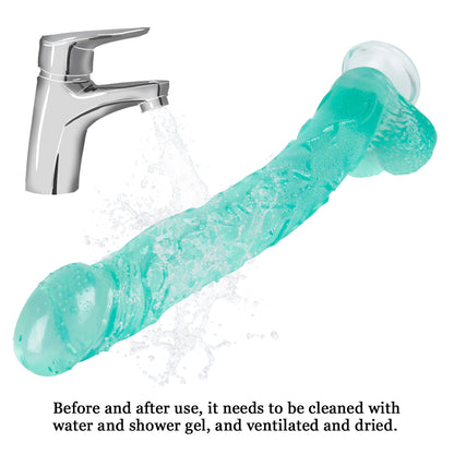 16 Inch Curved Green Dildo
