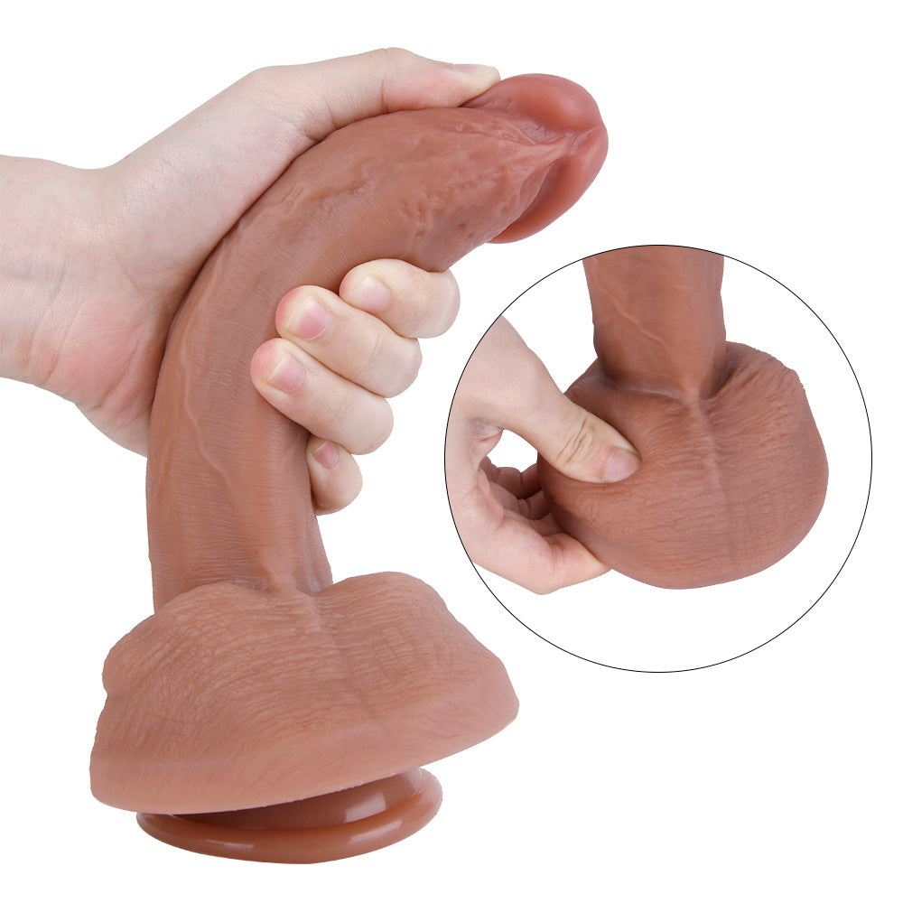 Curved Silicone Suction Cup Dildo 8 Inch