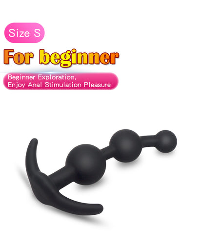 Black Anal Beads with External Handle