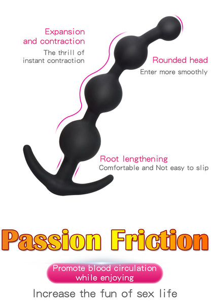 Black Anal Beads with External Handle