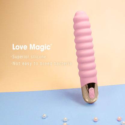 Pink Ribbed Stick Vibrator