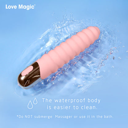 Pink Ribbed Stick Vibrator