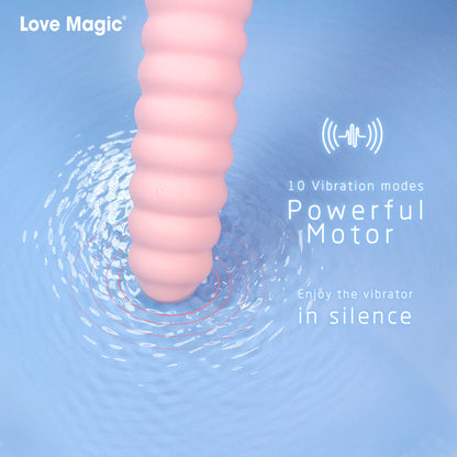 Pink Ribbed Stick Vibrator