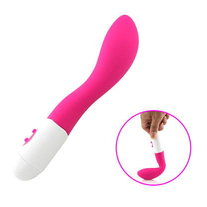 Pink Curved Vibrator with White Handle