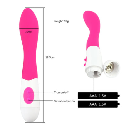 Pink Curved Vibrator with White Handle