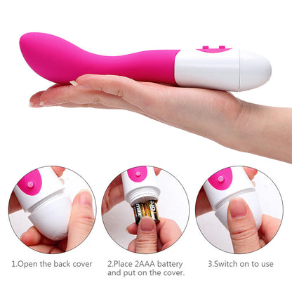 Pink Curved Vibrator with White Handle